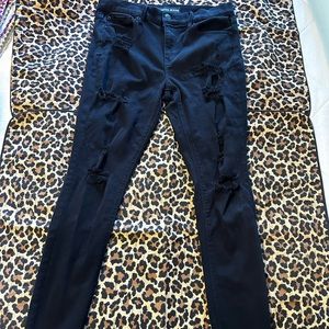 EXPRESS black mid rise distressed legging, size 10